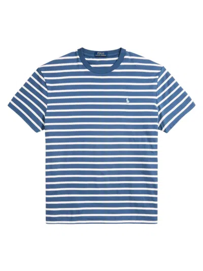 Polo Ralph Lauren Men's Striped Jersey Crewneck T-shirt In Clancy Blue Nevis