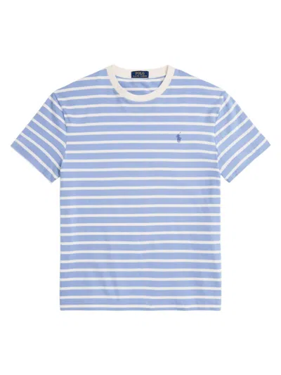Polo Ralph Lauren Men's Striped Jersey Crewneck T-shirt In Vessel Blue Nevis