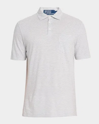Polo Ralph Lauren Men's Striped Lisle Polo Shirt In White