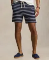 Polo Ralph Lauren Cotton Club Bar Stripe Textured Pull On Short In Blue