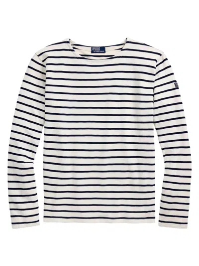 Polo Ralph Lauren Men's Striped Slub Jersey Long-sleeve T-shirt In Griege Dark Indigo