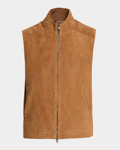 Polo Ralph Lauren Men's Suede Zip Vest In Brown