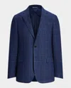 Polo Ralph Lauren Polo Tailored Windowpane Sport Coat In Navy Grey