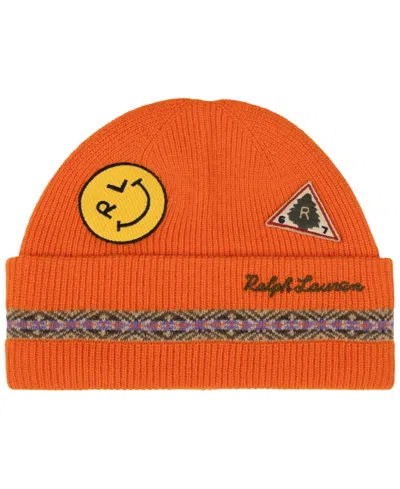 Polo Ralph Lauren Taslan Patch Beanie In Orange