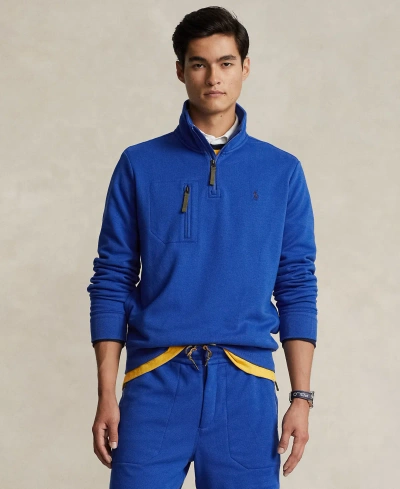 Polo Ralph Lauren Men's Terry Quarter-zip Sweatshirt In Blue Saturn