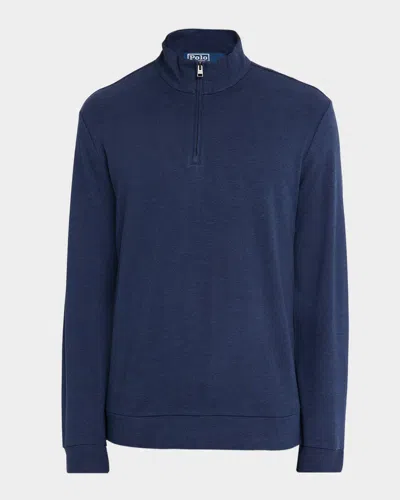 Polo Ralph Lauren Cotton Quarter Zip Mockneck Sweater In Blue