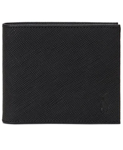 Polo Ralph Lauren Men's Textured Saffiano Leather Billfold Wallet In Black