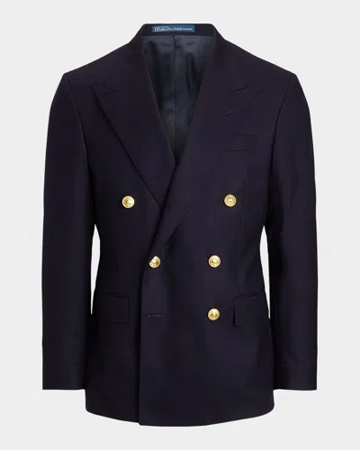 Polo Ralph Lauren Men's The Iconic Doeskin Double-breasted Blazer In Blue