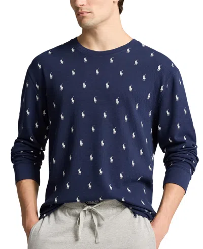 Polo Ralph Lauren Men's Thermal Printed Long Sleeve Pajama Shirt In Blue