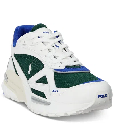 Polo Ralph Lauren Men's Trackster 275 Sneaker In Deckwash White,antique Green