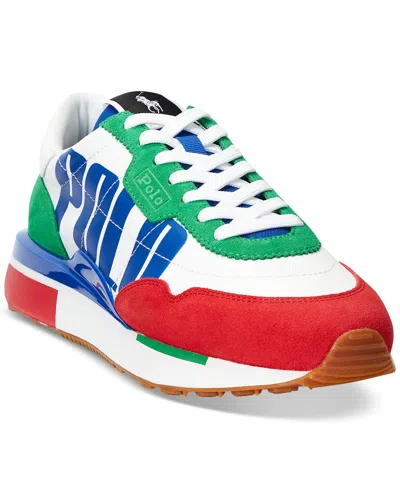 Polo Ralph Lauren Men's Train 89 Logo Colorblocked Lace-up Sneakers In White Multi