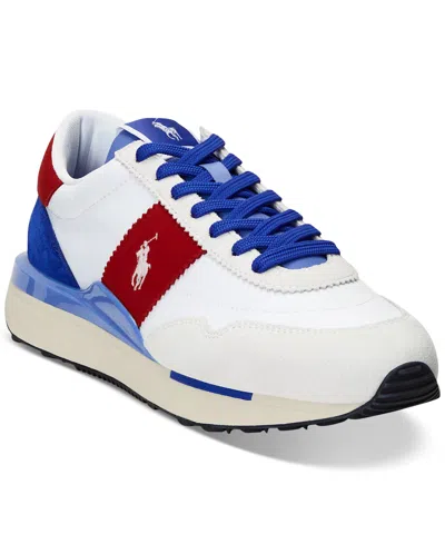 Polo Ralph Lauren Men's Train 89 Paneled Lace-up Sneakers In White,blue,red