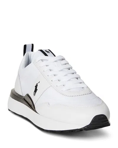 Polo Ralph Lauren Train 89 Striped Leather Sneakers In White