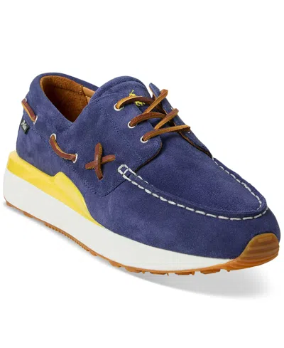 Polo Ralph Lauren Men's Train 89 Suede Moc-toe Sneaker In Newport Navy