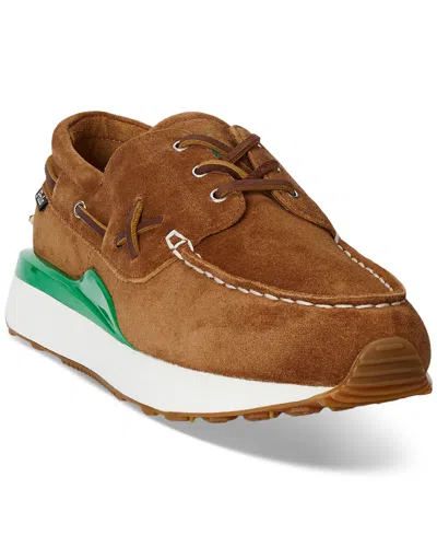 Polo Ralph Lauren Men's Train 89 Suede Moc-toe Sneaker In Teak