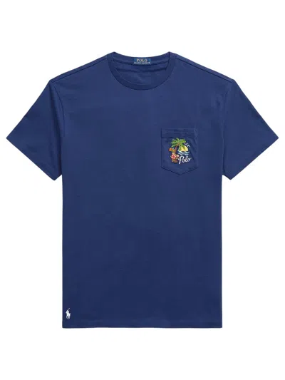Polo Ralph Lauren Cotton T-shirt With Tropical Embroidered Graphic In Pink