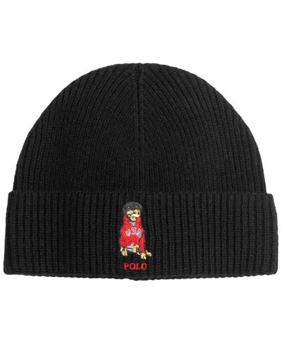 Polo Ralph Lauren Usa Dog Beanie In Black