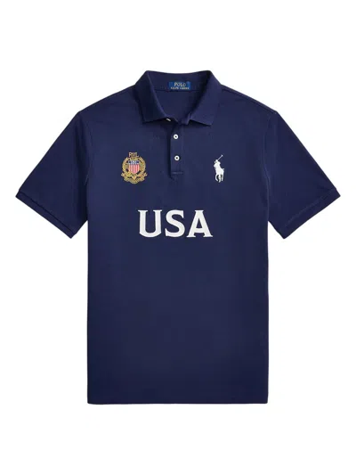 Polo Ralph Lauren Classic Fit Usa Polo Shirt In Newport Navy In Blue