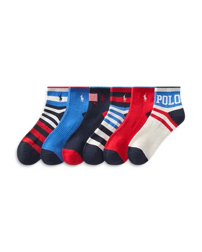 Polo Ralph Lauren Men's Usa Quarter Socks, Pack Of 6 In Navy