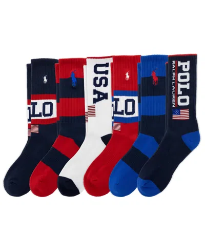 Polo Ralph Lauren Men's Usa Stadium Crew Socks, 6-pack In Multi