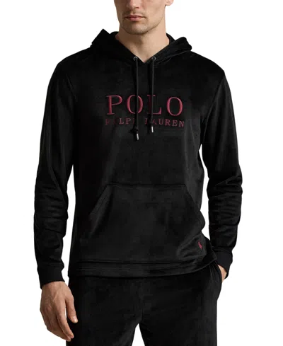 Polo Ralph Lauren Plush Velour Sleep Hoodie In Polo Black