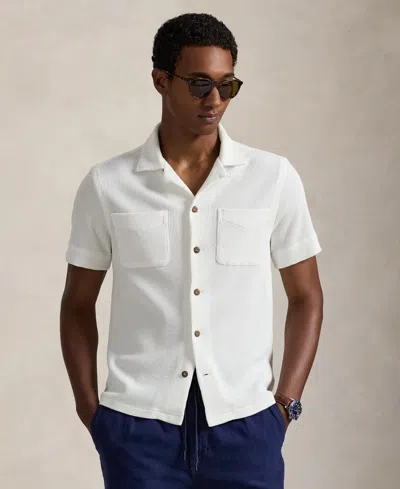 Polo Ralph Lauren Ralph Lauren Waffle-knit Cotton-linen Camp Shirt In White