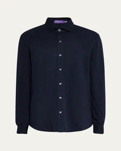 Polo Ralph Lauren Men's Washed Pique Sport Shirt In Navy