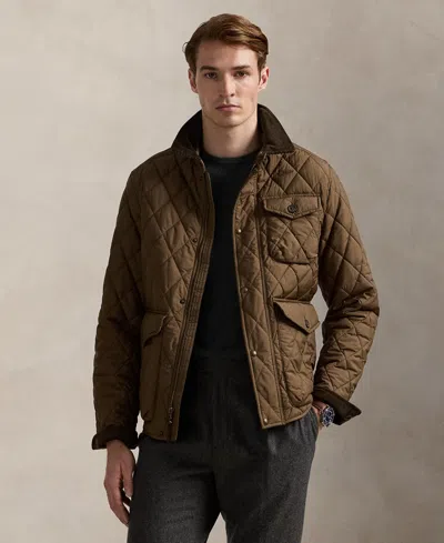 Polo Ralph Lauren Corduroy-trimmed Padded Quilted Shell Field Jacket In Brown