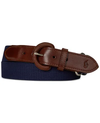 Polo Ralph Lauren Men's Webbed Cotton & Leather Belt In Blue