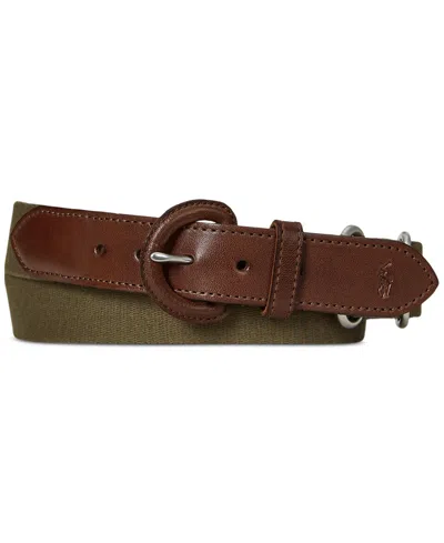 Polo Ralph Lauren Men's Webbed Cotton & Leather Belt In Green
