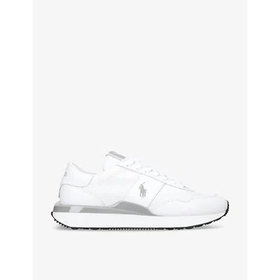 Polo Ralph Lauren Mens White Train 89 Logo-embroidered Leather Leather Low-top Trainers