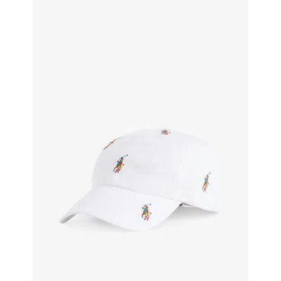 Polo Ralph Lauren Logo-embroidered Cotton Baseball Cap In White W/ Multi Pp