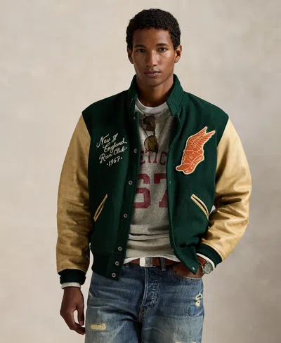 Polo Ralph Lauren Men's Wool-blend Twill Letter Jacket In Green