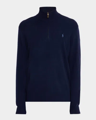 Polo Ralph Lauren Men's Wool Embroidered Pony Quarter-zip Sweater In Multi