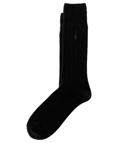 Polo Ralph Lauren Rib-knit Wool-blend Boot Socks In Black