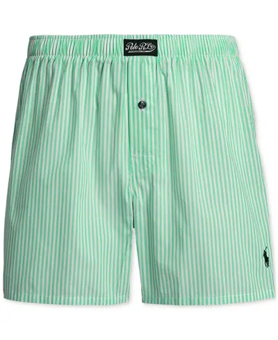 Polo Ralph Lauren Men's Woven Boxer Shorts In Golf Green Tick Stripe