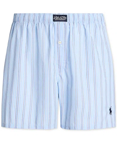 Polo Ralph Lauren Men's Woven Cotton Boxer Shorts In Marina Stripe Cruise Navy Pp
