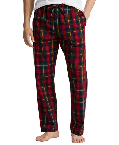 Polo Ralph Lauren Men's Woven Plaid Pajama Pants In Lockwood Plaid,gold Bugle Polo Player