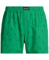Polo Ralph Lauren Signature Pony Cotton Boxer In Grasshopper Green,rugby Royal Aopp