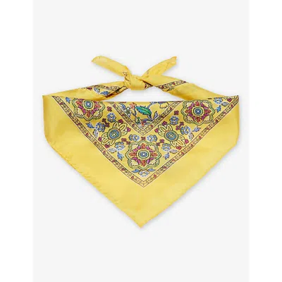 Polo Ralph Lauren Mens Yellow Floral-print Silk Neck Tie