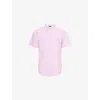 Polo Ralph Lauren Mens  Logo-embroidered Striped-seersucker Untucked-fit Cotton Shirt In 2604h Rose/white