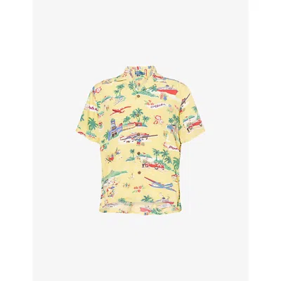 POLO RALPH LAUREN MENS 6705 ON HOLIDAY BEAR PRINTED CAMP-COLLAR WOVEN SHIRT XL