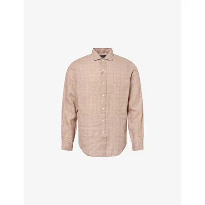 Polo Ralph Lauren Mens 6798 Fairway Glen Check Classic-fit Linen Shirt In Neutral