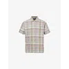 Polo Ralph Lauren Mens 6815 Khaki Green Multi Check-print Short-sleeves Cotton-poplin Shirt Xxl In Multi