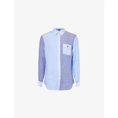 Polo Ralph Lauren Mens Fun Classic-fit Linen Shirt 6816 Blue Funshirt
