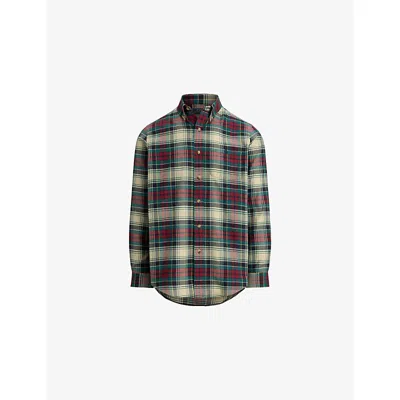 Polo Ralph Lauren Mens 6988 Cream Red Multi Check Brushed Cotton Twill Shirt