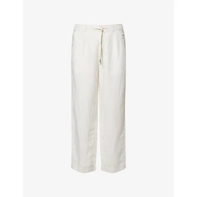 Polo Ralph Lauren Mens Antique Cream Drawstring Straight-leg Linen Trousers In White
