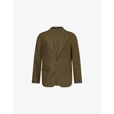 Polo Ralph Lauren Mens Notched-lapels Flap-pockets Linen Suit Jacket Armadillo