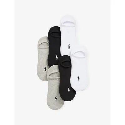 Polo Ralph Lauren Mens Assorted Branded Pack Of Six Cotton Ankle Socks In Black
