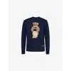 Polo Ralph Lauren Mens Bear Navy Polo Bear Graphic-embroidered Linen And Cotton-blend Jumper In Blue